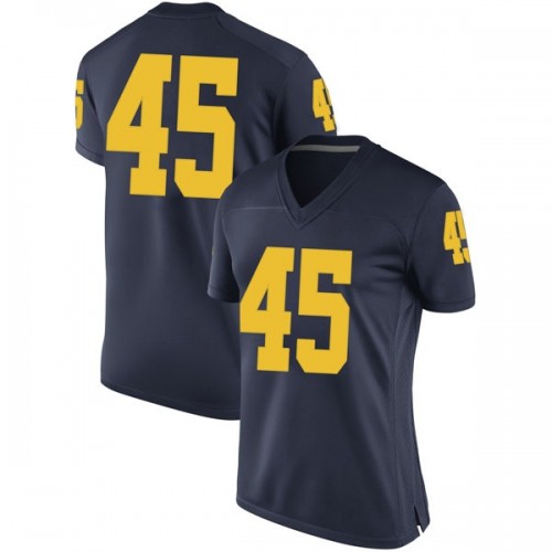 Adam Shibley Michigan Wolverines Women's NCAA #45 Navy Replica Brand Jordan College Stitched Football Jersey WTZ1454GC